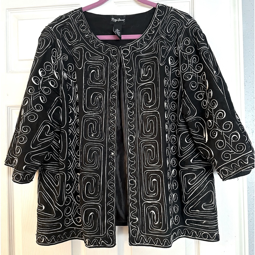 Maggie Barnes Black & White Blazer Suit Jacket Blazer Women’s 14/16 W 01